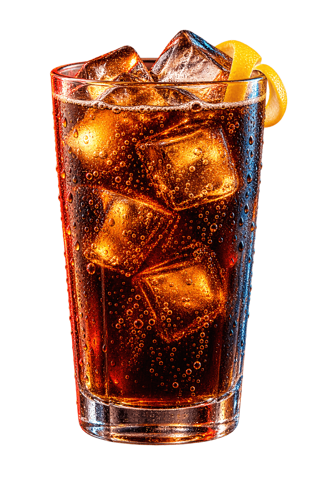 Ice-cold cola with lemon